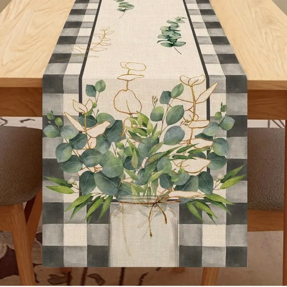 Other - New Eucalyptus Greenery Buffalo Plaid Table Runner Decor 13x48